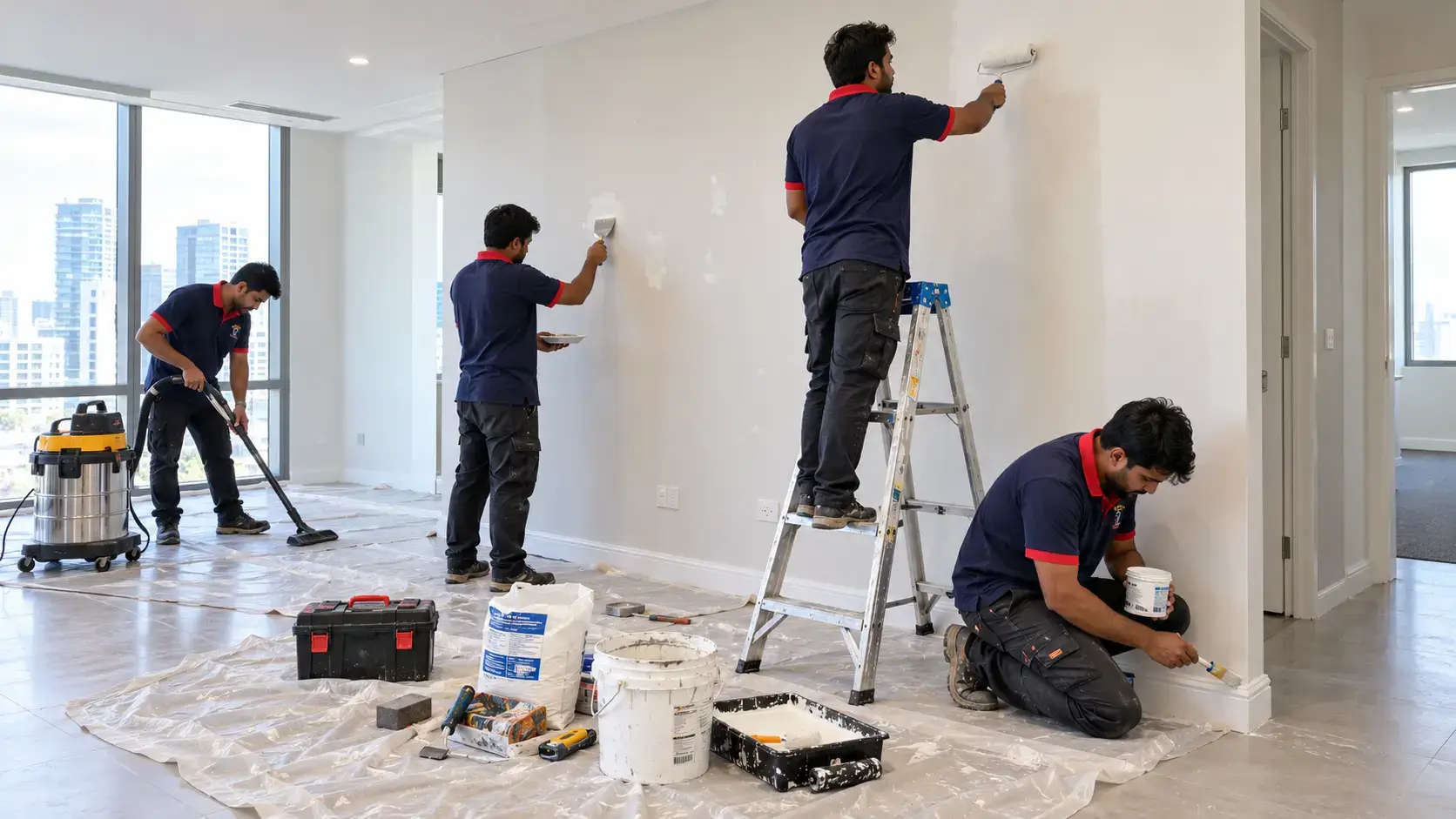 Professional Crew Restoring a Modern Interior
